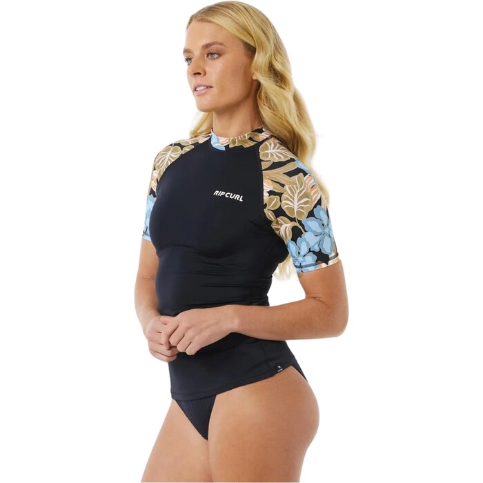 2024 Rip Curl Mujer Follow The Sun UPF 50 Chaleco De Lycra De Manga Corta 169WRV - Black